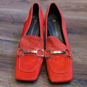 Samantha Sung Vibrant Red Flats with Gold Accent